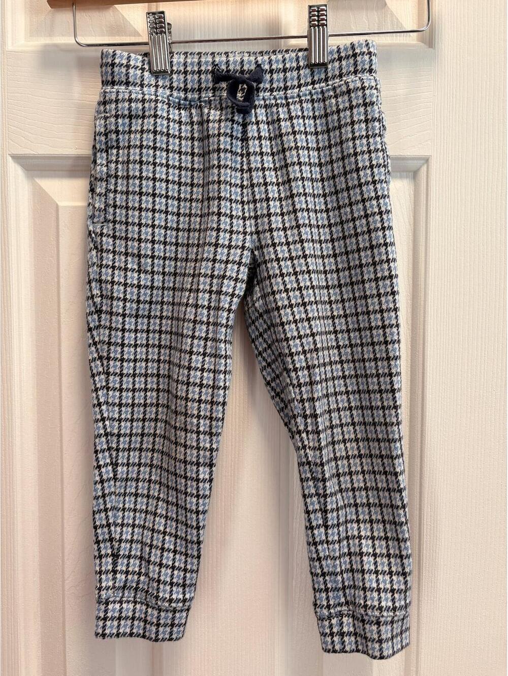 Janie and Jack Blue Black Plaid Tweed Pants with Bow Girls Size 6